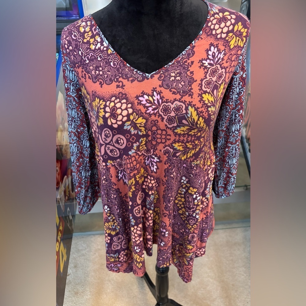 Mauve by Anthropologie Multicolor Floral Blouse Size Small
